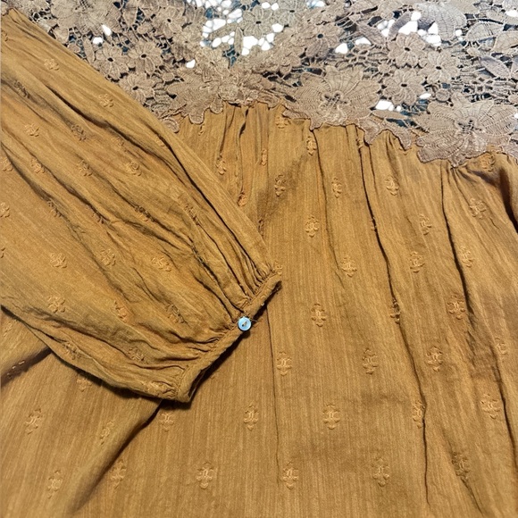 Free People Lina Folk Gypsy Peasant Festival Floral embroidered crochet top - Picture 7 of 9